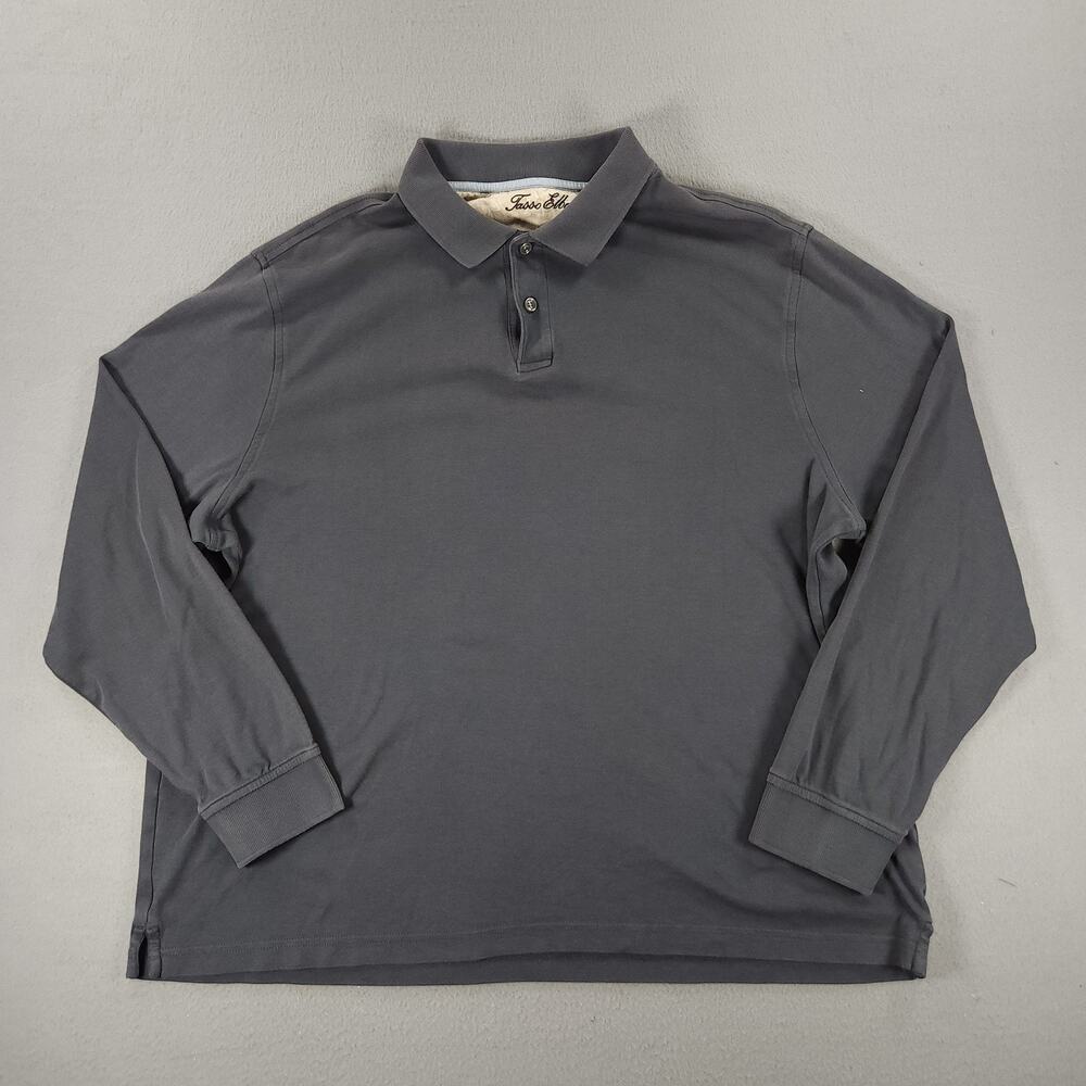 Tasso Elba Long Sleeve Collared Polo Shirt Mens Large Gray Gently Used